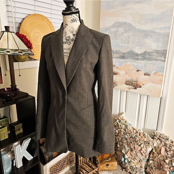 Zara Woman Dark Grey Business Casual One Button Contemporary Blazer Jacket. - Picture 1 of 13